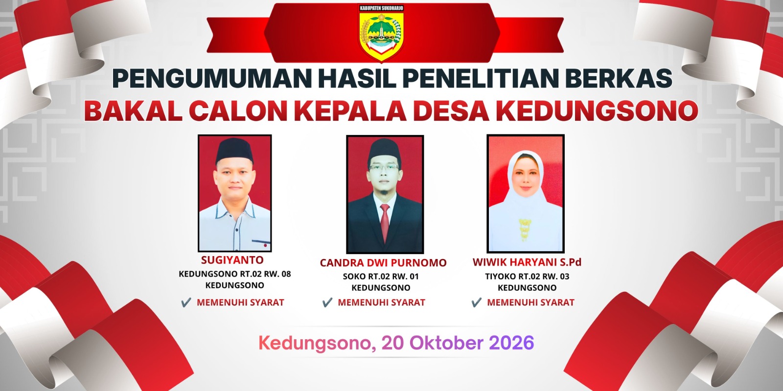 TAHAPAN PEMILIHAN KEPALA DESA KEDUNGSONO